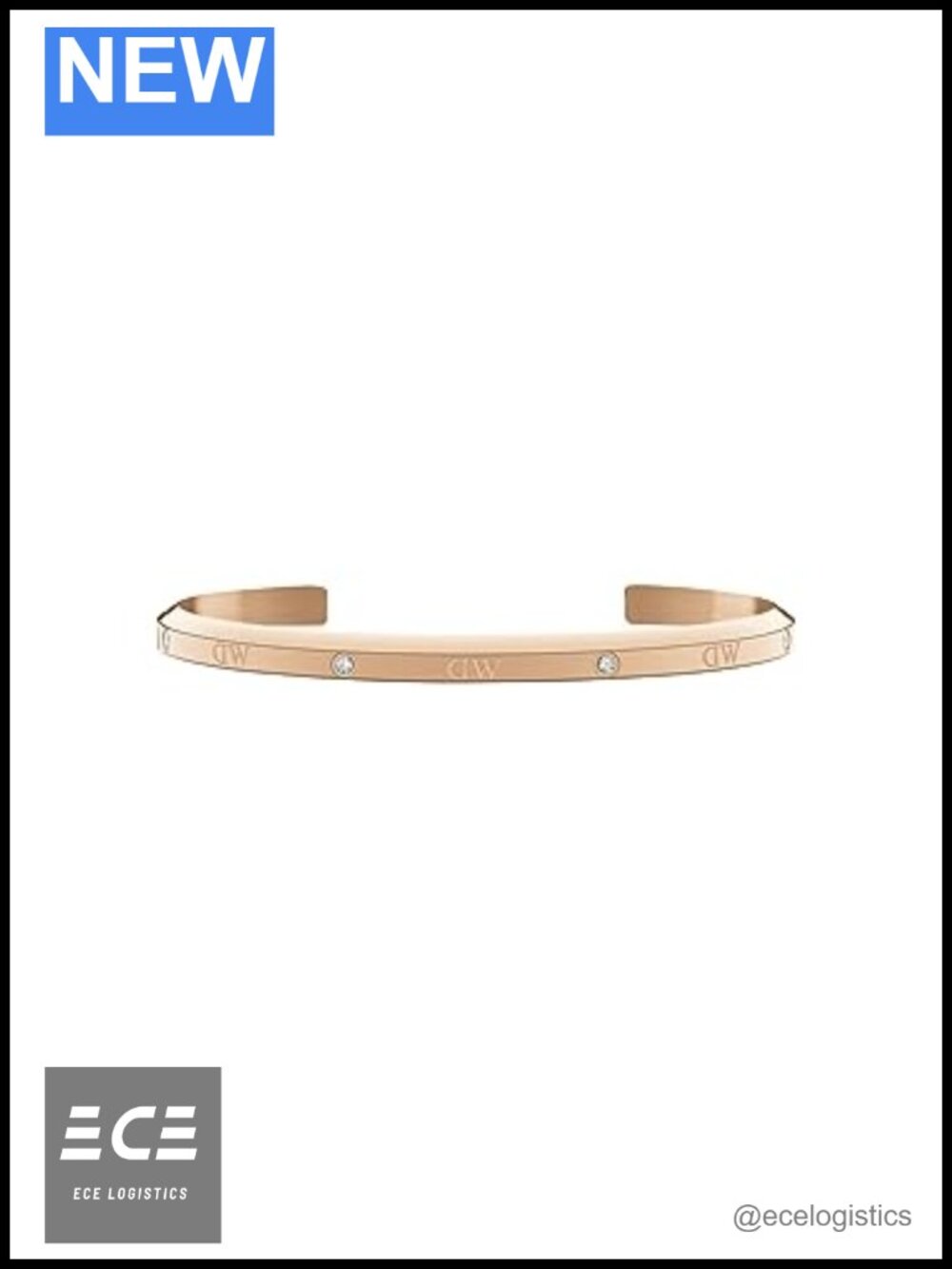 Rose Gold Tone Crystal Bangle Cuff Bracelet Stainless Steel Adjustable